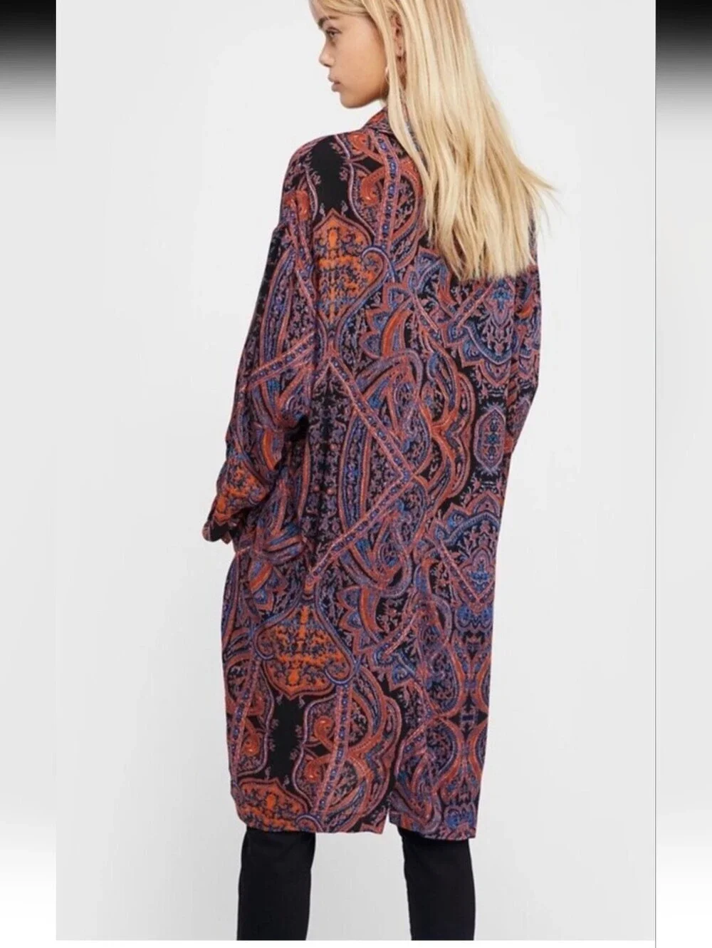 🍂✨ Free People Paisley Cocoon Cardigan | Boho Oversized Open Front Layering Pie